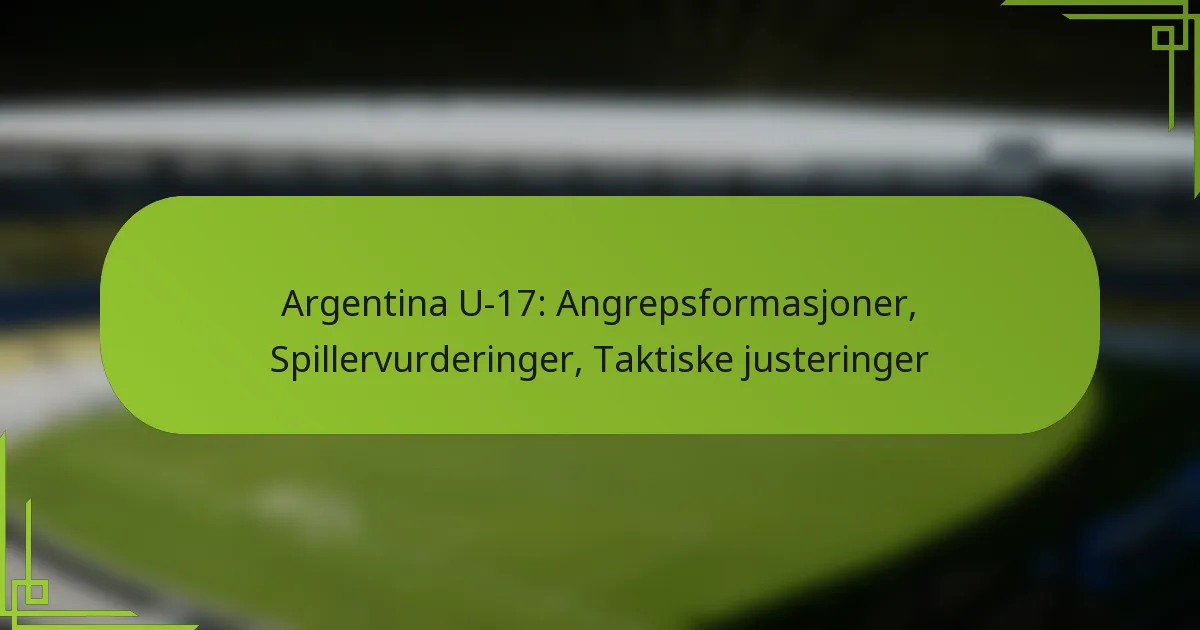 Argentina U-17: Angrepsformasjoner, Spillervurderinger, Taktiske justeringer