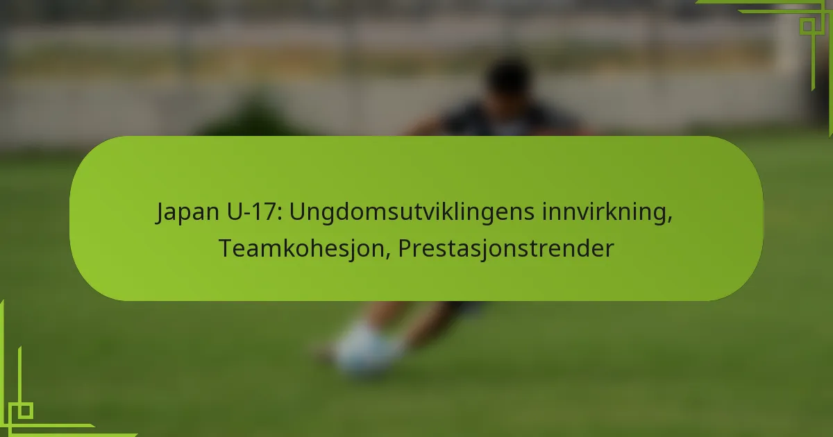 Japan U-17: Ungdomsutviklingens innvirkning, Teamkohesjon, Prestasjonstrender