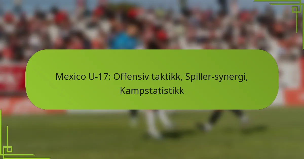 Mexico U-17: Offensiv taktikk, Spiller-synergi, Kampstatistikk