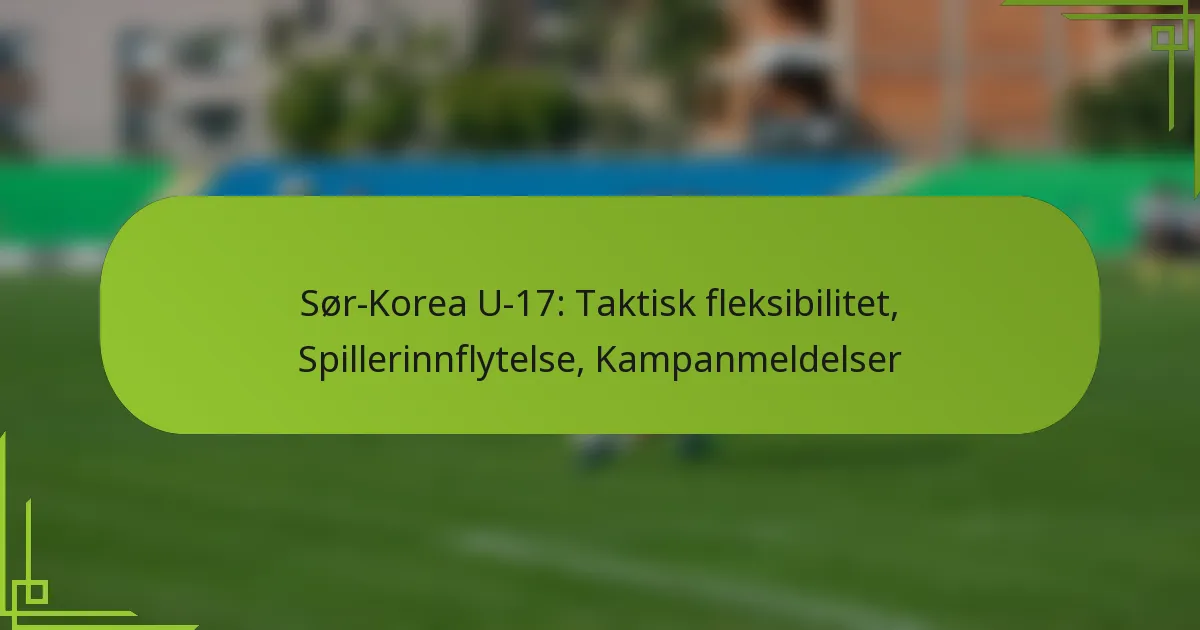 Sør-Korea U-17: Taktisk fleksibilitet, Spillerinnflytelse, Kampanmeldelser