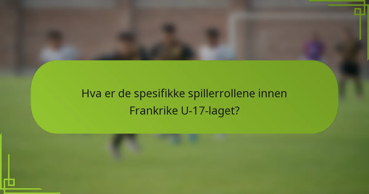 Hva er de spesifikke spillerrollene innen Frankrike U-17-laget?