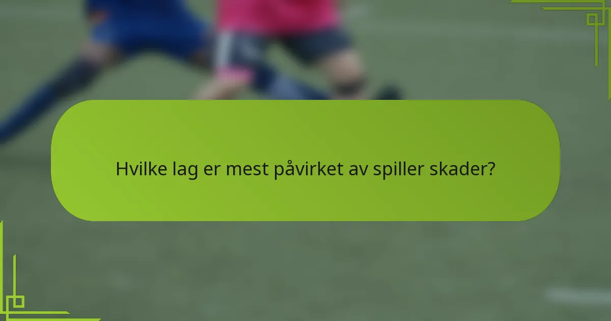 Hvilke lag er mest påvirket av spiller skader?