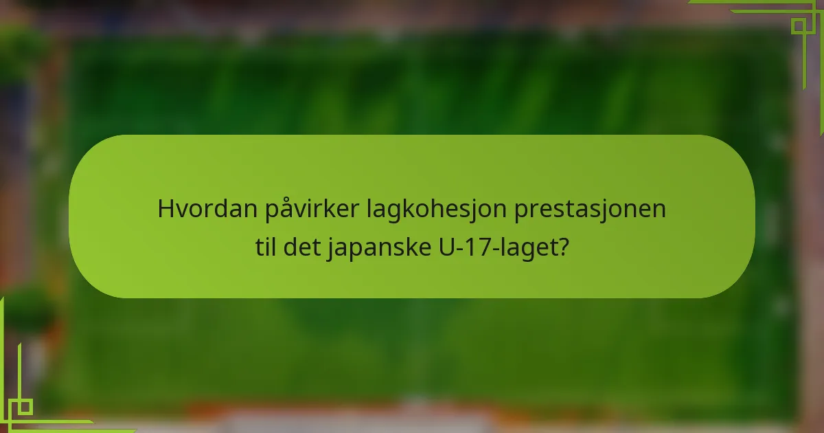 Hvordan påvirker lagkohesjon prestasjonen til det japanske U-17-laget?